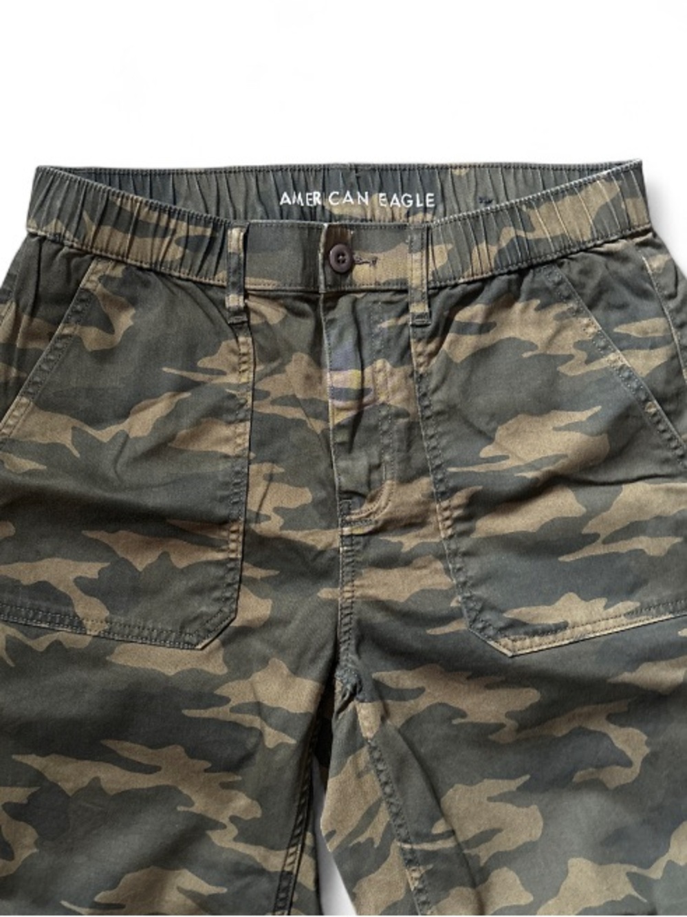 American Eagle AE Ex-boyfriend Camo Casual Pants Green Utility Women’s Sz Small - Picture 7 of 8